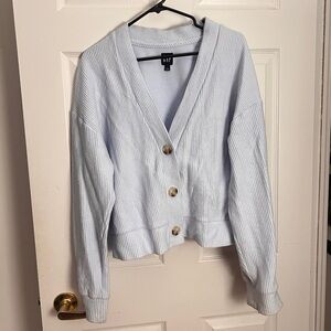 GAP Pale Blue Ribbed Button-Front Cardigan